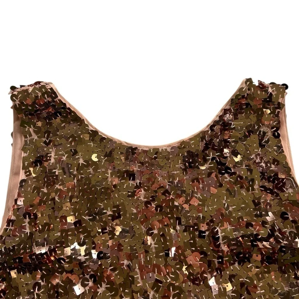 Kate Spade Rose Gold Sequin Bow Cutout Back Sleeveless Mini Dress Size 8